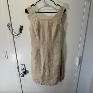 Vintage Natural Linen Midi Dress